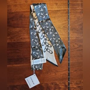 Coach Signature Print Silk Skinny Scarf